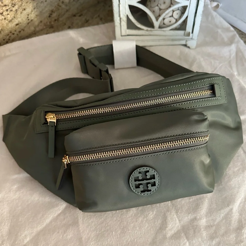 new tory burch belt bag palm leaf nylon.
